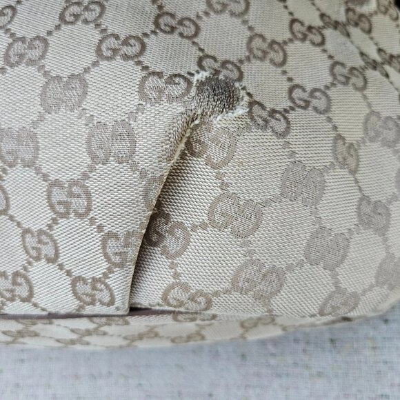 Gucci Women Hand Bag Brown GG Web Signature Canvas Shoulder Bag Italy Read Desc - Picture 7 of 12